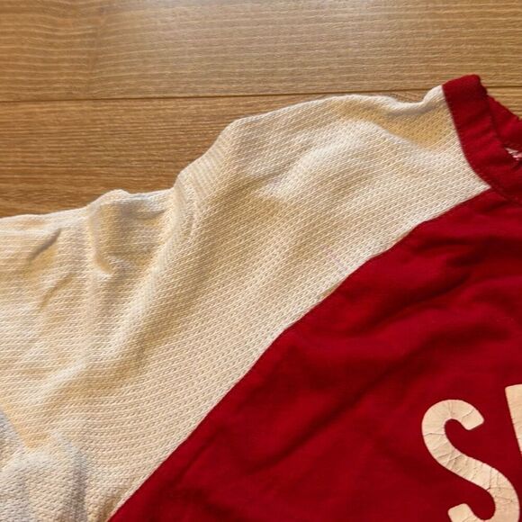 Superdry Women's Red Baseball Tee - T Shirt Size Large - Picture 7 of 8